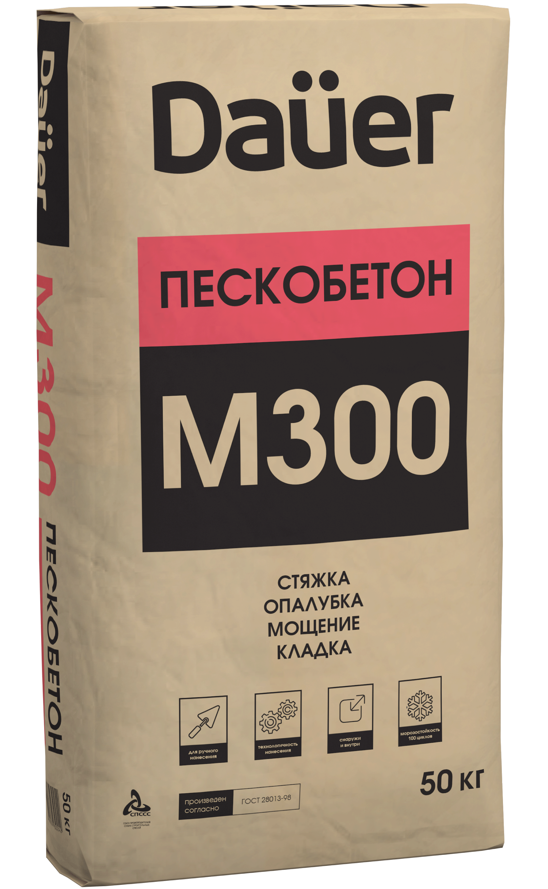 картинка Cухая смесь Dauer М-300 Пескобетон 30 кг компании Таргет
